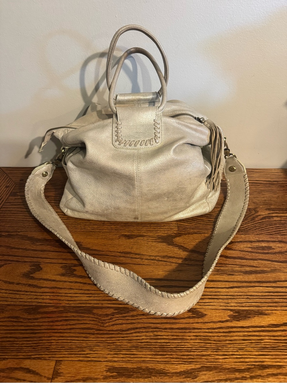 HONO Sheila Gold Shimmer Leather Bag - Shoulder Strap